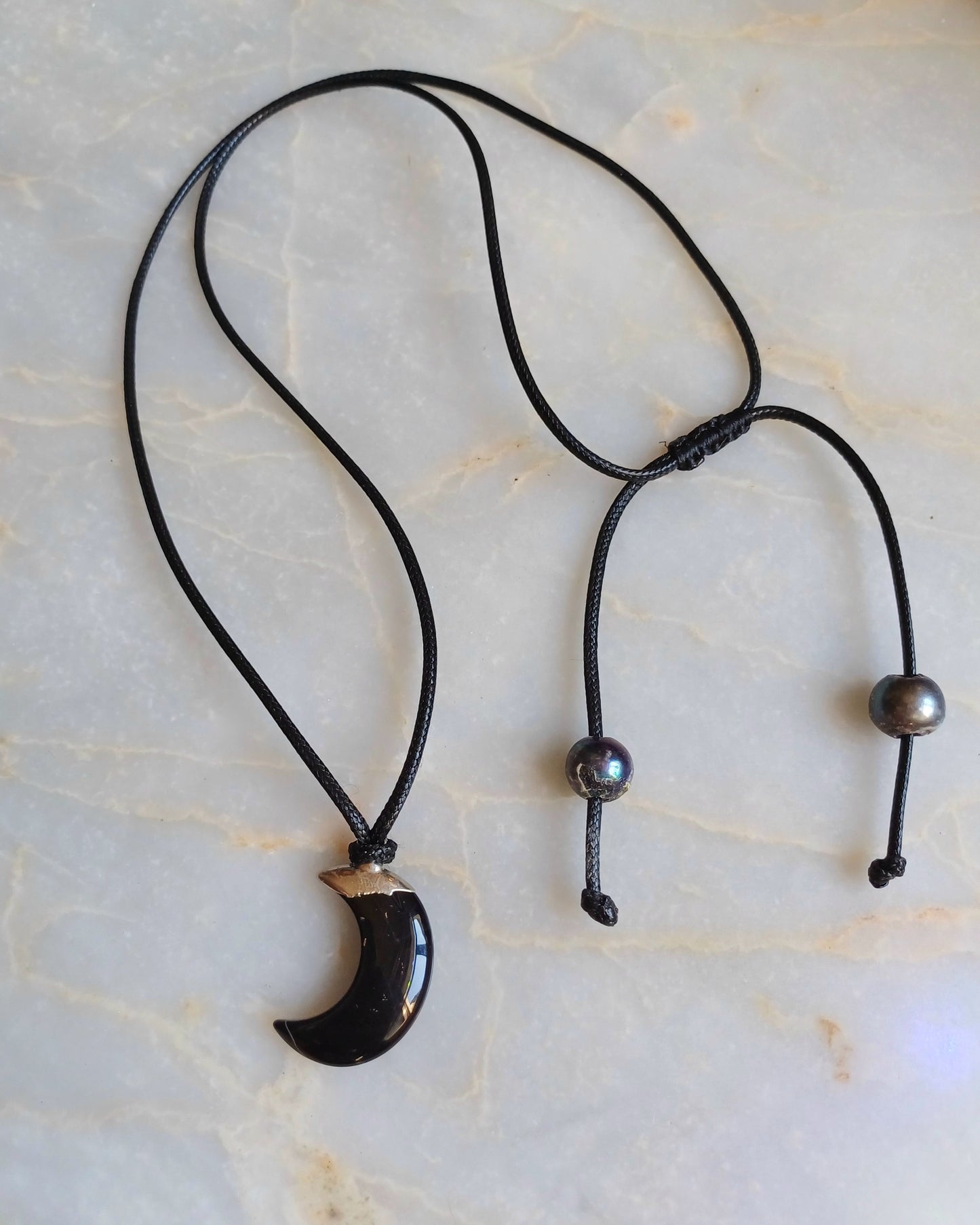 Onix moon and Black Pearl ASHA talisman necklace 🌖