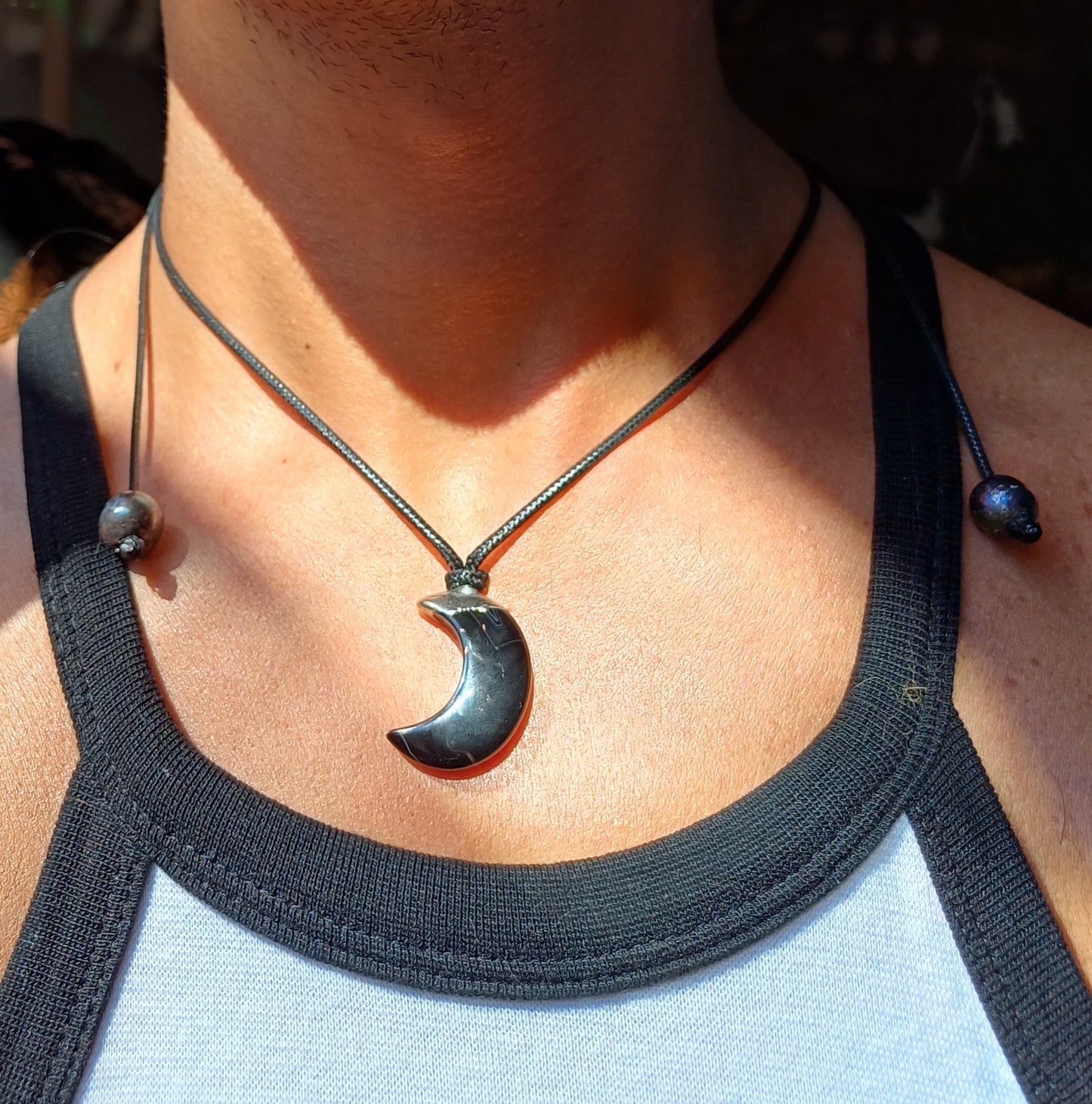 Onix moon and Black Pearl ASHA talisman necklace 🌖