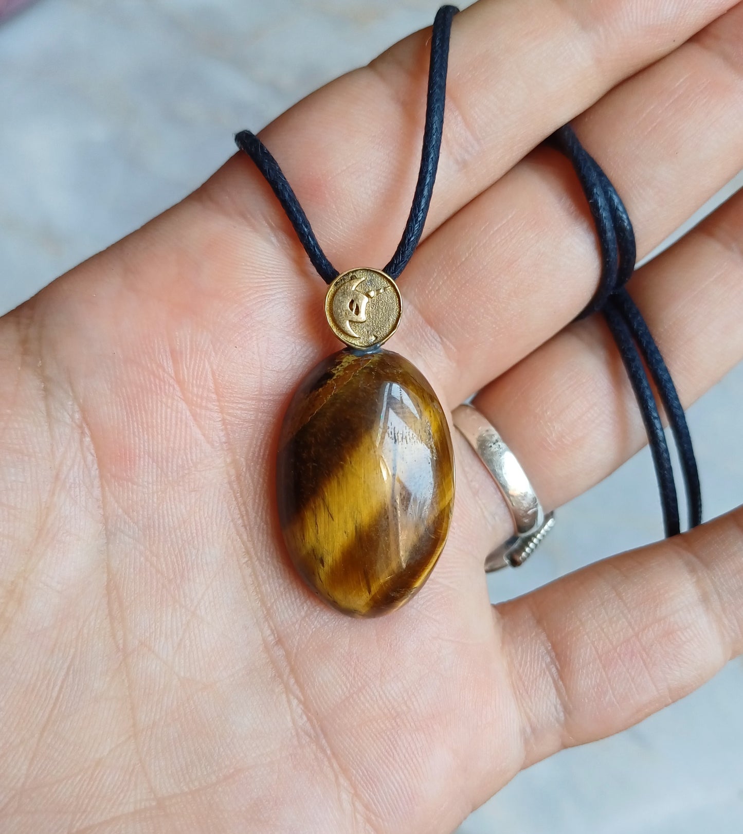 Tiger eye crystal talisman necklace under ASHA logo✨️